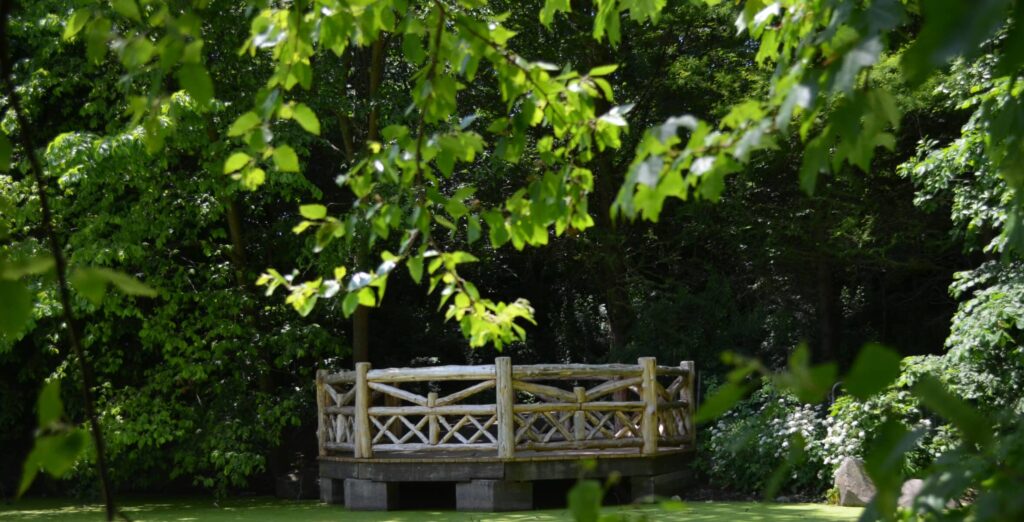 Restoration of Prospect Park's lullwater viewing platform captured in scenic photo.